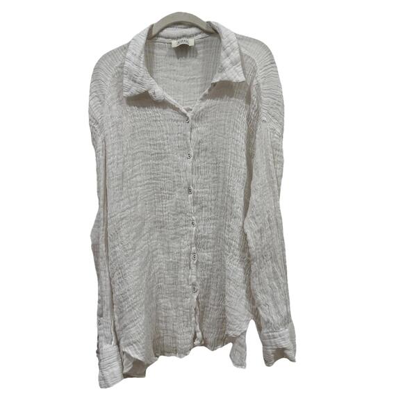 Women’s Dissh Blouse White 100%‎ Linen Button Down Up Size US 6 - Picture 1 of 7